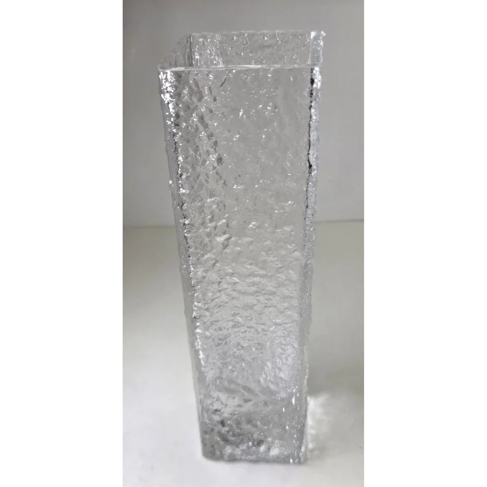 Vintage Iittala Finland Linearia Crinkle Square Vase 7.5